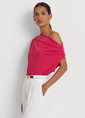 Topuri roz pentru femei Ralph Lauren din jerseu stretch Topuri roz pentru femei Ralph Lauren din jerseu stretch