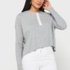 Topuri tricotate cu gât crew Ralph Lauren gri pentru damă
