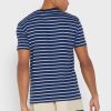 Tricouri albastre pentru bărbați Ralph Lauren cu dungi cu gât crew