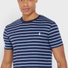 Tricouri albastre pentru bărbați Ralph Lauren cu dungi cu gât crew