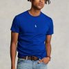 Tricouri albastre pentru bărbați Ralph Lauren, personalizate, slim cu gât crew, pentru bărbați Tricouri albastre pentru bărbați Ralph Lauren, personalizate, slim cu gât crew, pentru bărbați