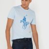 Tricouri albastre Ralph Lauren cu imprimeu pentru bărbați, cu gâtul rotund