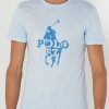 Tricouri albastre Ralph Lauren cu imprimeu pentru bărbați, cu gâtul rotund