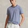 Tricouri albastre Ralph Lauren personalizate pentru bărbați din jerseu cu dungi slim fit Tricouri albastre Ralph Lauren personalizate pentru bărbați din jerseu cu dungi slim fit