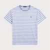 Tricouri albastre Ralph Lauren personalizate pentru bărbați din jerseu cu dungi slim fit Tricouri albastre Ralph Lauren personalizate pentru bărbați din jerseu cu dungi slim fit