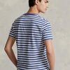 Tricouri albastre Ralph Lauren personalizate pentru bărbați din jerseu cu dungi slim fit Tricouri albastre Ralph Lauren personalizate pentru bărbați din jerseu cu dungi slim fit