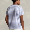 Tricouri albastre Ralph Lauren personalizate pentru bărbați din jerseu cu dungi slim fit Tricouri albastre Ralph Lauren personalizate pentru bărbați din jerseu cu dungi slim fit