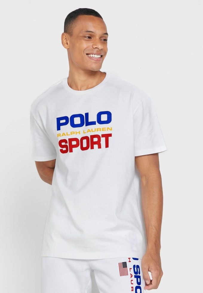 Tricouri albe cu logo Ralph Lauren pentru bărbați