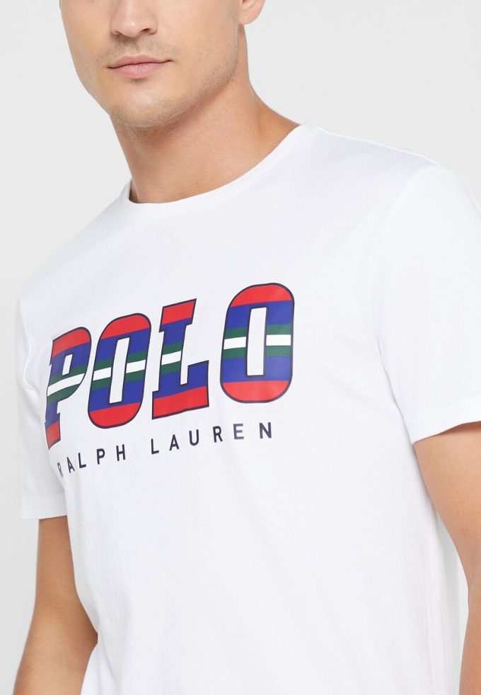 Tricouri albe cu logo Ralph Lauren pentru bărbați