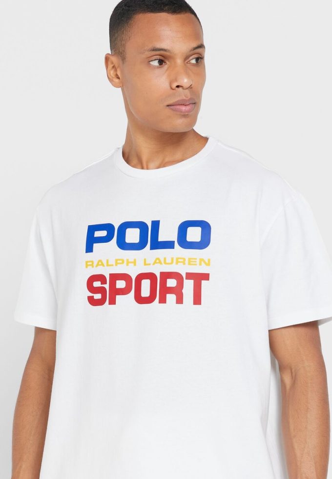 Tricouri albe cu logo Ralph Lauren pentru bărbați