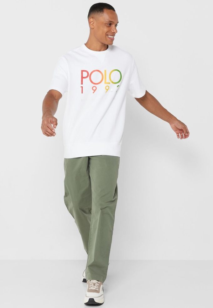 Tricouri albe cu logo Ralph Lauren pentru bărbați