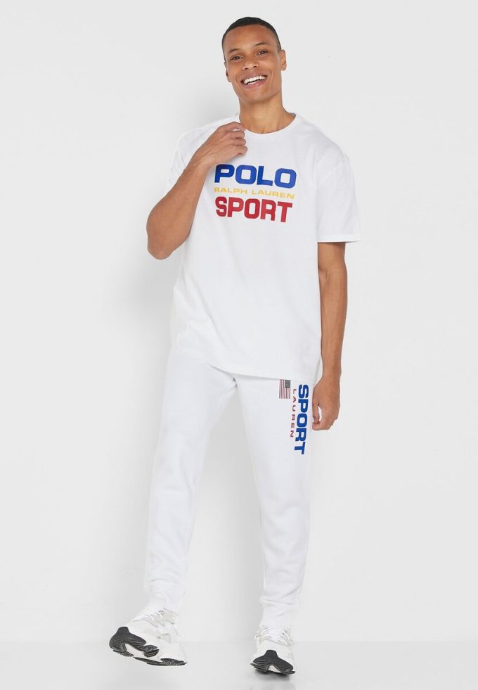 Tricouri albe cu logo Ralph Lauren pentru bărbați