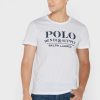 Tricouri albe cu slogan Ralph Lauren pentru bărbați, cu gâtul rotund Tricouri albe cu slogan Ralph Lauren pentru bărbați, cu gâtul rotund