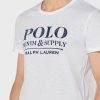 Tricouri albe cu slogan Ralph Lauren pentru bărbați, cu gâtul rotund Tricouri albe cu slogan Ralph Lauren pentru bărbați, cu gâtul rotund