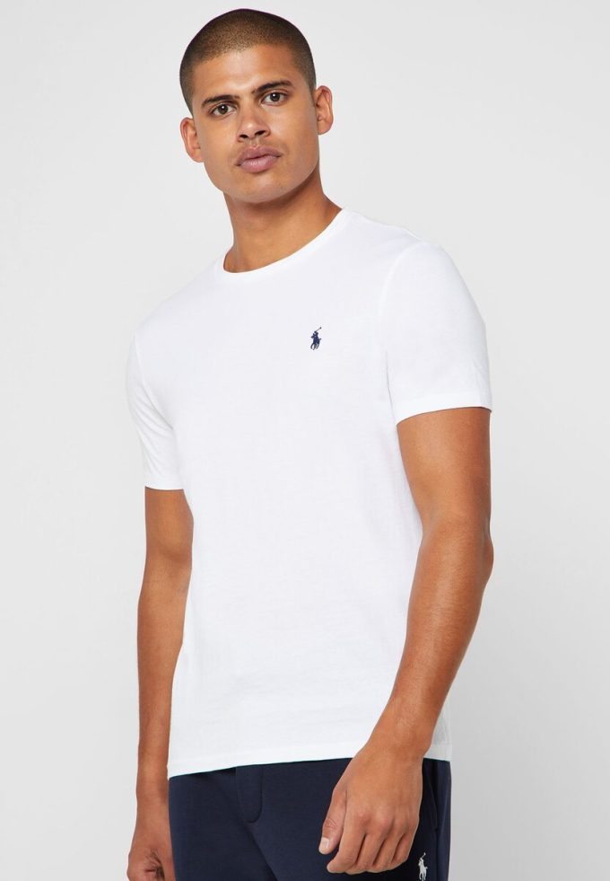 Tricouri albe din bumbac Ralph Lauren personalizate pentru bărbați Tricouri albe din bumbac Ralph Lauren personalizate pentru bărbați