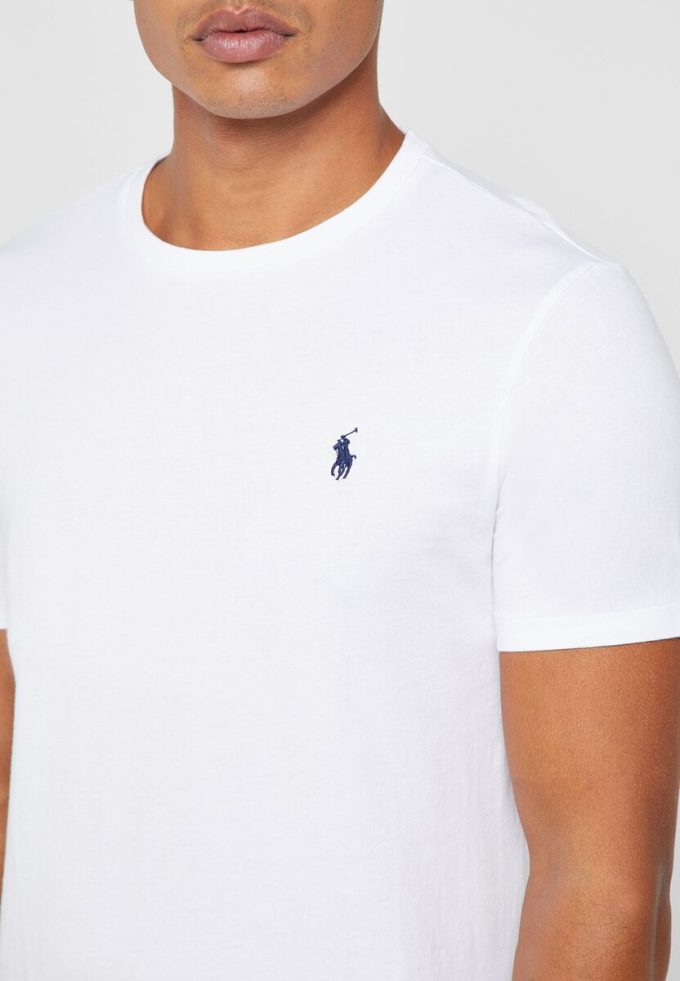 Tricouri albe din bumbac Ralph Lauren personalizate pentru bărbați Tricouri albe din bumbac Ralph Lauren personalizate pentru bărbați