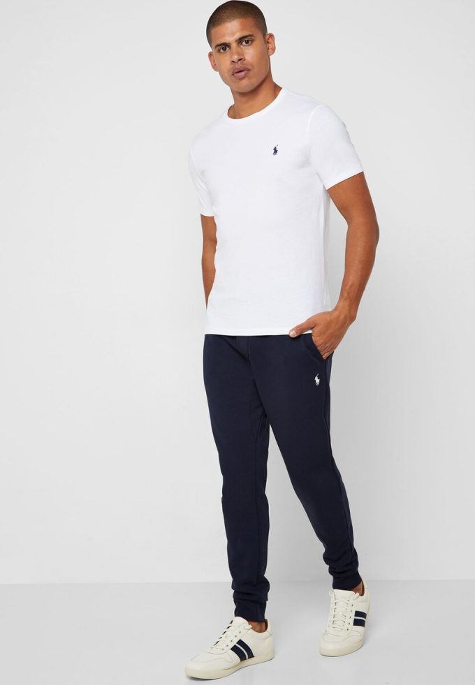 Tricouri albe din bumbac Ralph Lauren personalizate pentru bărbați Tricouri albe din bumbac Ralph Lauren personalizate pentru bărbați