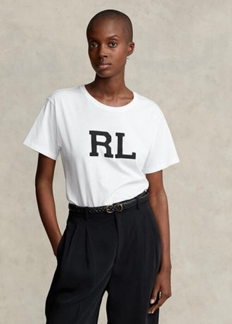 Tricouri albe din jerseu cu logo Ralph Lauren Rl pentru femei
