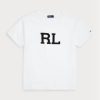 Tricouri albe din jerseu cu logo Ralph Lauren Rl pentru femei Tricouri albe din jerseu cu logo Ralph Lauren Rl pentru femei