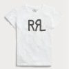 Tricouri albe din jerseu de bumbac cu logo Ralph Lauren pentru femei Tricouri albe din jerseu de bumbac cu logo Ralph Lauren pentru femei