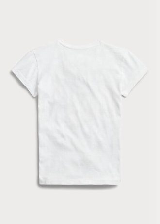 Tricouri albe din jerseu de bumbac cu logo Ralph Lauren pentru femei