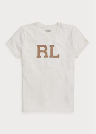 Tricouri albe din jerseu Ralph Lauren Rl-selee-applique pentru femei