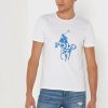 Tricouri albe pentru bărbați cu imprimeu Ralph Lauren cu gât crew