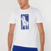 Tricouri albe pentru bărbați cu imprimeu Ralph Lauren cu gât crew