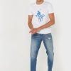 Tricouri albe pentru bărbați cu imprimeu Ralph Lauren cu gât crew