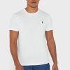 Tricouri albe pentru bărbați, Ralph Lauren, cu logo pe piept, cu gât crew Tricouri albe pentru bărbați, Ralph Lauren, cu logo pe piept, cu gât crew
