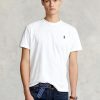 Tricouri albe pentru bărbați Ralph Lauren, din jerseu, cu tăiere clasică, cu gâtul rotund Tricouri albe pentru bărbați Ralph Lauren, din jerseu, cu tăiere clasică, cu gâtul rotund