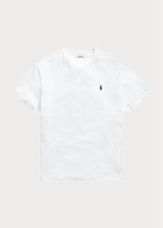 Tricouri albe pentru bărbați Ralph Lauren, din jerseu, cu tăiere clasică, cu gâtul rotund Tricouri albe pentru bărbați Ralph Lauren, din jerseu, cu tăiere clasică, cu gâtul rotund