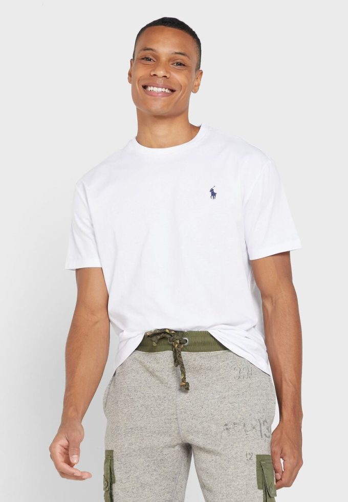 Tricouri albe pentru bărbați Ralph Lauren Essential cu gât crew Tricouri albe pentru bărbați Ralph Lauren Essential cu gât crew