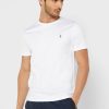 Tricouri albe pentru bărbați Ralph Lauren Essential cu gât crew