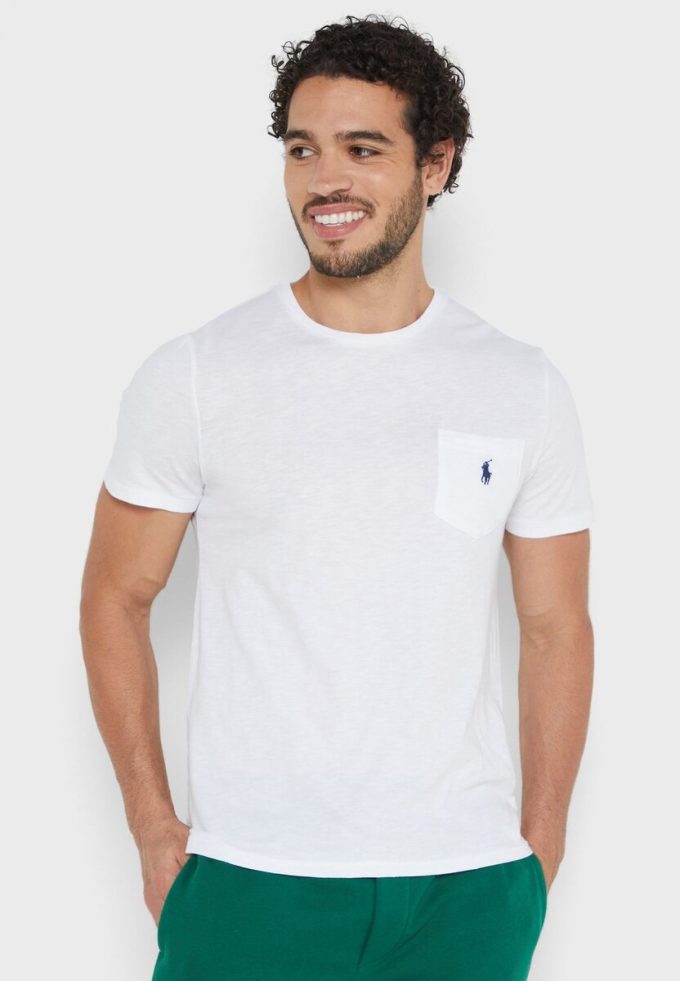 Tricouri albe pentru bărbați Ralph Lauren Essential cu gât crew Tricouri albe pentru bărbați Ralph Lauren Essential cu gât crew
