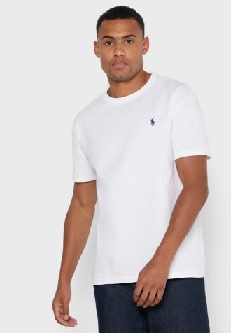 Tricouri albe pentru bărbați Ralph Lauren Essential cu gât crew Tricouri albe pentru bărbați Ralph Lauren Essential cu gât crew