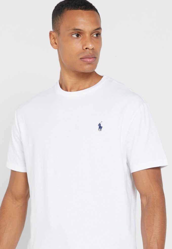 Tricouri albe pentru bărbați Ralph Lauren Essential cu gât crew Tricouri albe pentru bărbați Ralph Lauren Essential cu gât crew