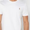 Tricouri albe pentru bărbați Ralph Lauren Essential cu gât crew