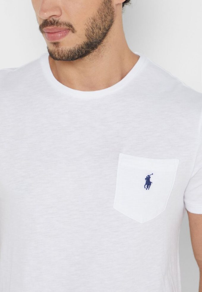 Tricouri albe pentru bărbați Ralph Lauren Essential cu gât crew Tricouri albe pentru bărbați Ralph Lauren Essential cu gât crew