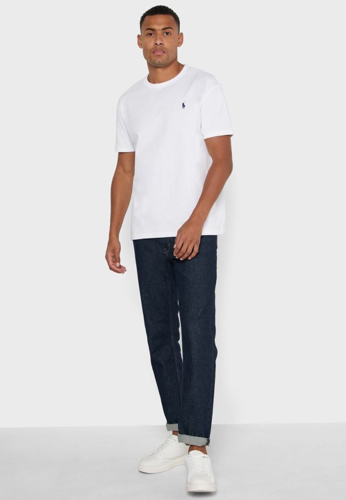 Tricouri albe pentru bărbați Ralph Lauren Essential cu gât crew Tricouri albe pentru bărbați Ralph Lauren Essential cu gât crew