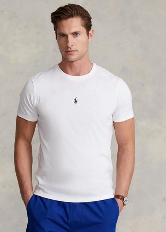 Tricouri albe pentru bărbați Ralph Lauren, personalizate, slim cu gât crew, pentru bărbați Tricouri albe pentru bărbați Ralph Lauren, personalizate, slim cu gât crew, pentru bărbați