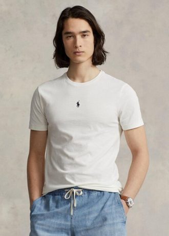Tricouri albe pentru bărbați Ralph Lauren, personalizate, slim cu gât crew, pentru bărbați Tricouri albe pentru bărbați Ralph Lauren, personalizate, slim cu gât crew, pentru bărbați