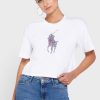 Tricouri albe Ralph Lauren cu decolteu rotund pentru femei Tricouri albe Ralph Lauren cu decolteu rotund pentru femei