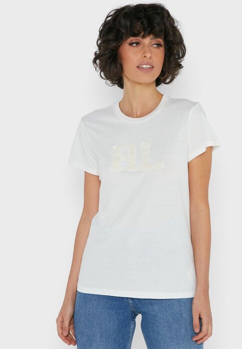 Tricouri albe Ralph Lauren cu decolteu rotund pentru femei Tricouri albe Ralph Lauren cu decolteu rotund pentru femei