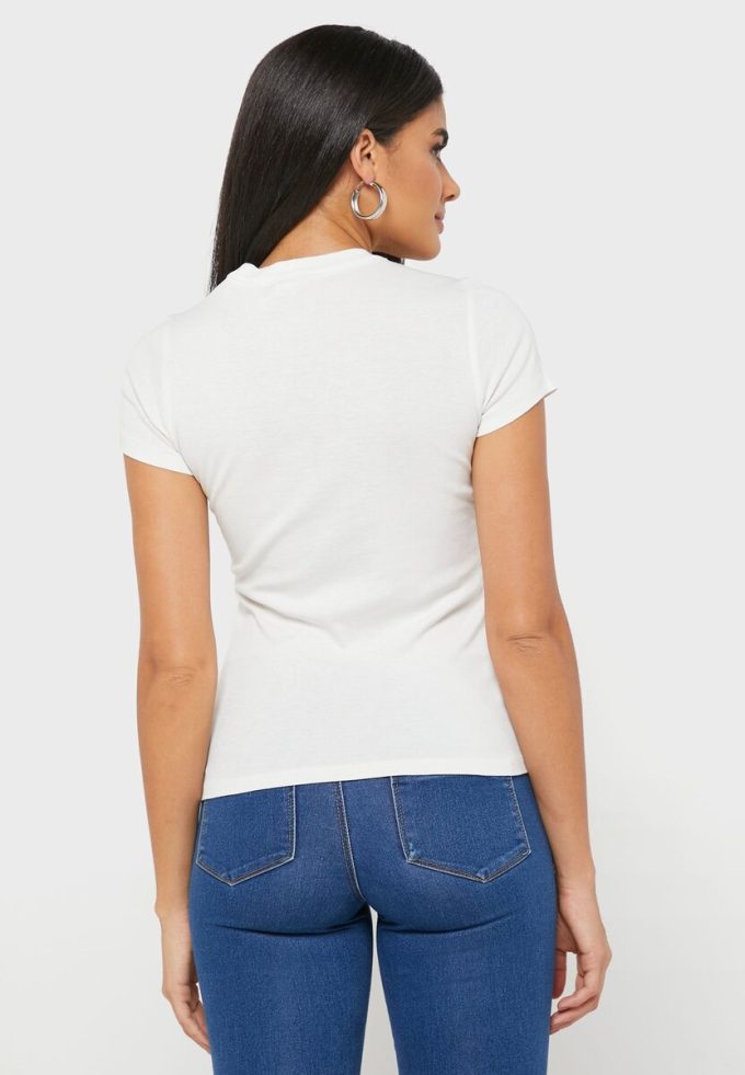 Tricouri albe Ralph Lauren cu decolteu rotund pentru femei Tricouri albe Ralph Lauren cu decolteu rotund pentru femei