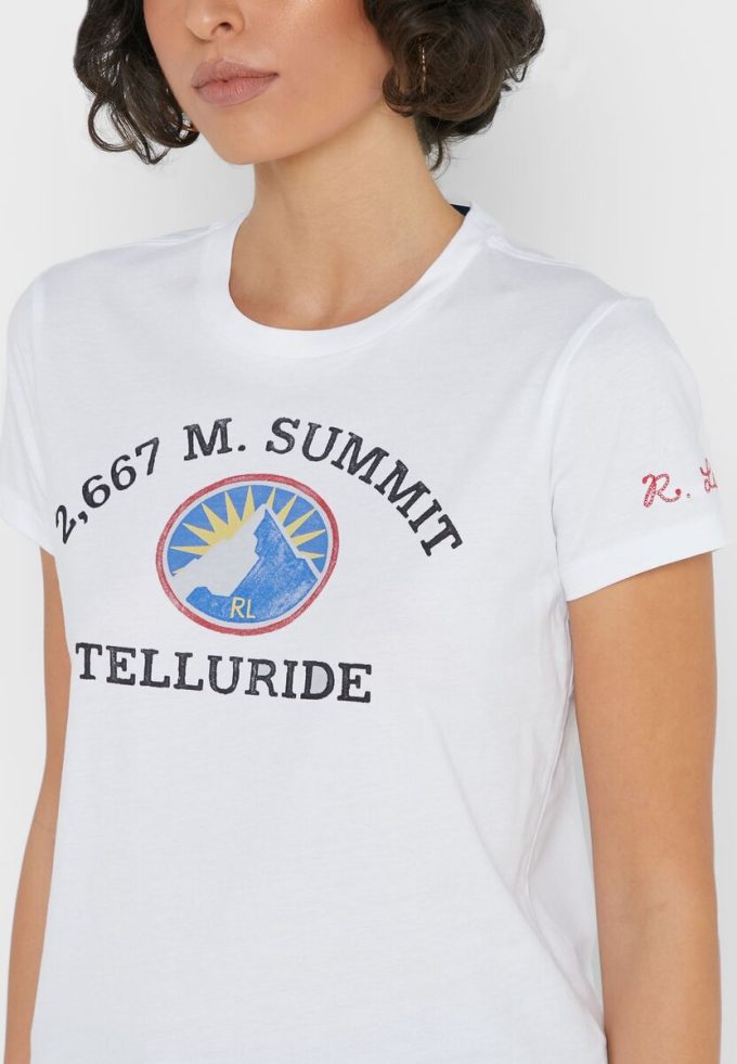 Tricouri albe Ralph Lauren cu decolteu rotund pentru femei Tricouri albe Ralph Lauren cu decolteu rotund pentru femei