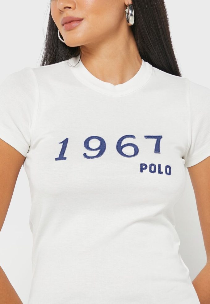 Tricouri albe Ralph Lauren cu decolteu rotund pentru femei Tricouri albe Ralph Lauren cu decolteu rotund pentru femei