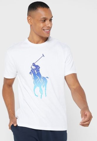 Tricouri albe Ralph Lauren Graphic Crew Gate pentru bărbați Tricouri albe Ralph Lauren Graphic Crew Gate pentru bărbați
