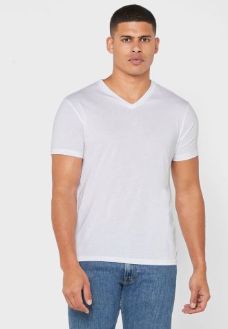 Tricouri albe Ralph Lauren pentru bărbați, pachet de 2 tricouri esențiale cu decolteu în V Tricouri albe Ralph Lauren pentru bărbați, pachet de 2 tricouri esențiale cu decolteu în V