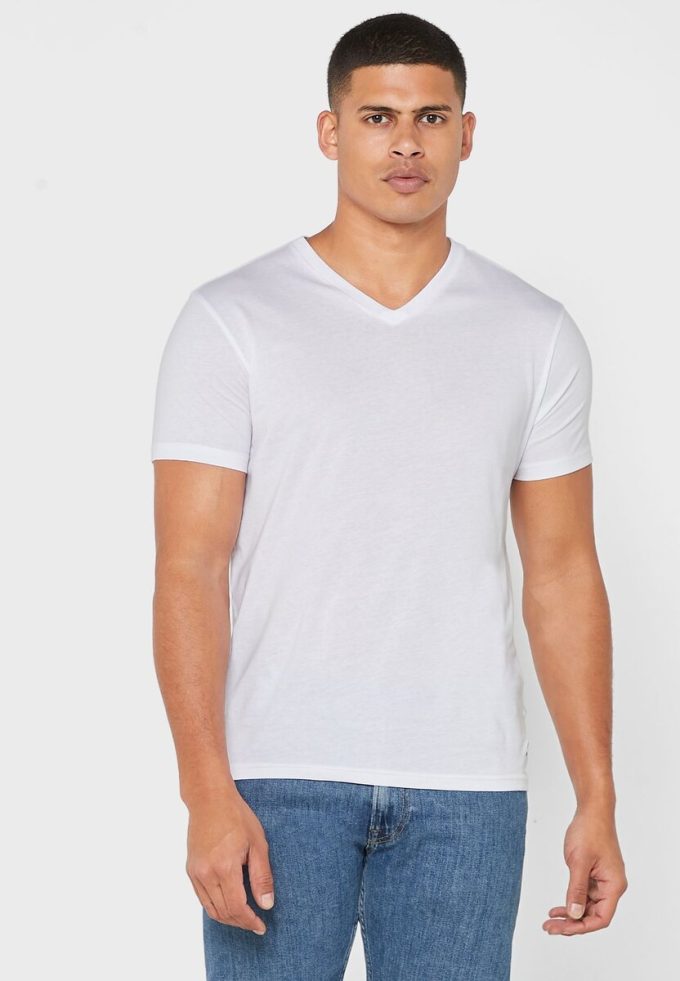 Tricouri albe Ralph Lauren pentru bărbați, pachet de 2 tricouri esențiale cu decolteu în V Tricouri albe Ralph Lauren pentru bărbați, pachet de 2 tricouri esențiale cu decolteu în V